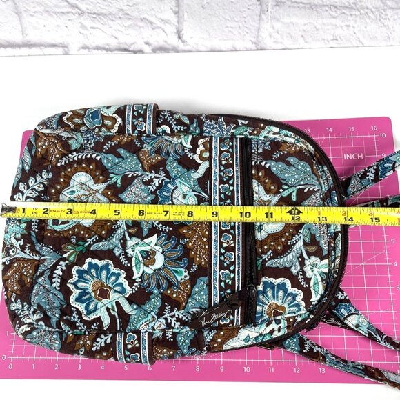 Vera Bradley Backpack Java Blue Brown Floral Quilted Purse Bag Zipper Retired - Picture 14 of 16